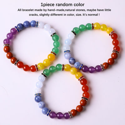 4mm/6mm/8mm/12mm Handgefertigt Kristall 7 Chakra Armband Länge 18cm