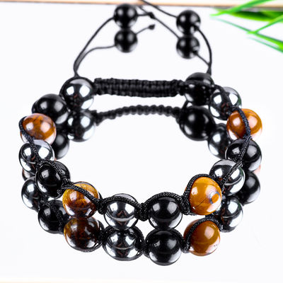Verstellbares Handgewirktes Geflechtetes Seil Natur Triple Edelsteine Perlen Armband