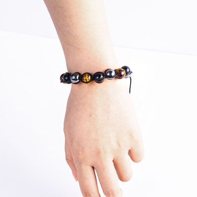 Verstellbares Handgewirktes Geflechtetes Seil Natur Triple Edelsteine Perlen Armband