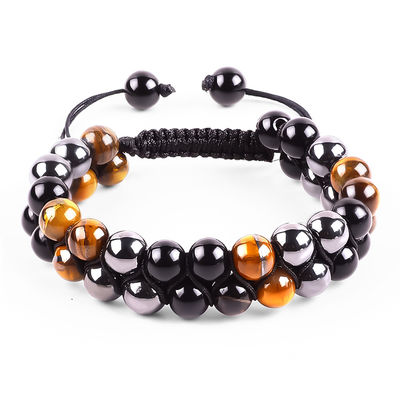 Verstellbares Doppelschichthandgefertigtes Drei-Stein-Ziegel-Heil-Armband