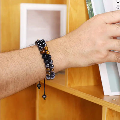 Verstellbares Doppelschichthandgefertigtes Drei-Stein-Ziegel-Heil-Armband