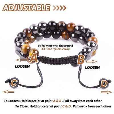 Verstellbares Doppelschichthandgefertigtes Drei-Stein-Ziegel-Heil-Armband
