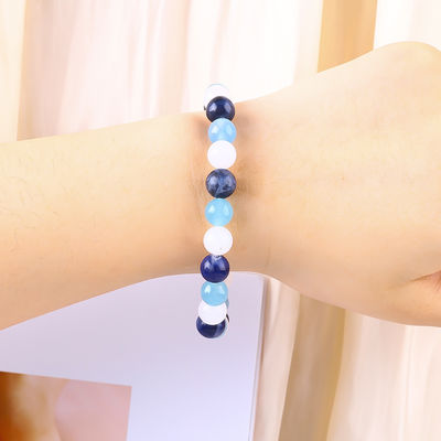 Klarer Quarz / Sodalit / Blauer Chalcedon 8mm Positive Energie Kristall Perlen Armband