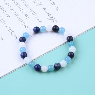 Klarer Quarz / Sodalit / Blauer Chalcedon 8mm Positive Energie Kristall Perlen Armband