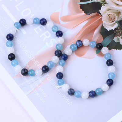 Klarer Quarz / Sodalit / Blauer Chalcedon 8mm Positive Energie Kristall Perlen Armband