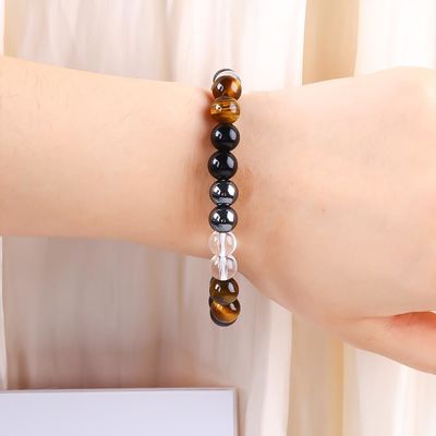 Handgefertigt elastischer natürlicher Kristall Gemtone Perlen Schutz Armband für Heilung