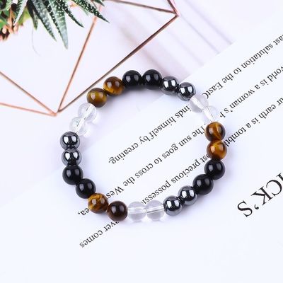 Handgefertigt elastischer natürlicher Kristall Gemtone Perlen Schutz Armband für Heilung