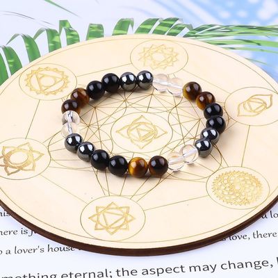 Handgefertigt elastischer natürlicher Kristall Gemtone Perlen Schutz Armband für Heilung