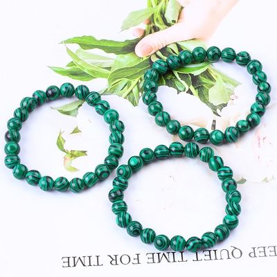 Elastische Natur-Grüne Malachit Anti-Angst Heilung Perlen Armband