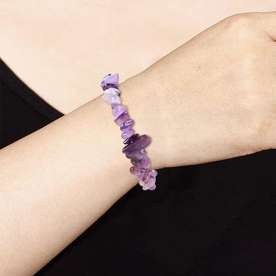 Handgefertigte Chips Kiesstein Armband Unregelmäßiger Amethyst Heilenergie Schmuck