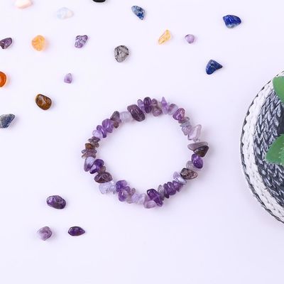 Handgefertigte Chips Kiesstein Armband Unregelmäßiger Amethyst Heilenergie Schmuck
