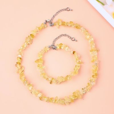 Handgefertigte verstellbare Chips Kiesstein Armband Halskette Set unregelmäßige Kristallheilung Energie Schmuck Kit