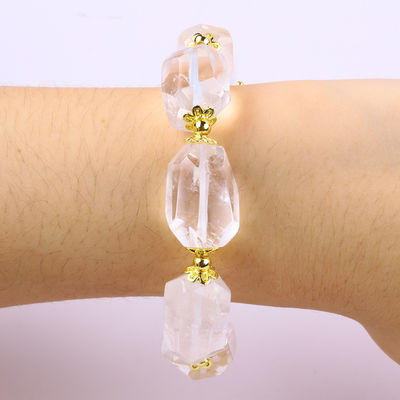 Handgefertigtes Edelstein-Armband Verstellbares Charme Klares Quarz-Armband Naturstein Perlen Schmuck für die Party täglich zu tragen