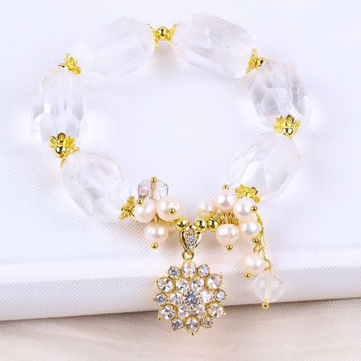 Handgefertigtes Edelstein-Armband Verstellbares Charme Klares Quarz-Armband Naturstein Perlen Schmuck für die Party täglich zu tragen