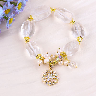Handgefertigtes Edelstein-Armband Verstellbares Charme Klares Quarz-Armband Naturstein Perlen Schmuck für die Party täglich zu tragen