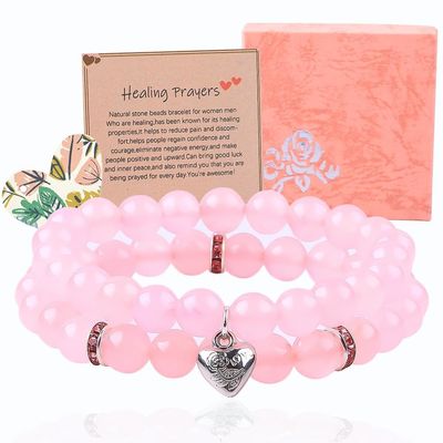 8mm Rose Quarz Edelstein Perlen Armband Heilende Energie Charme Schmuck