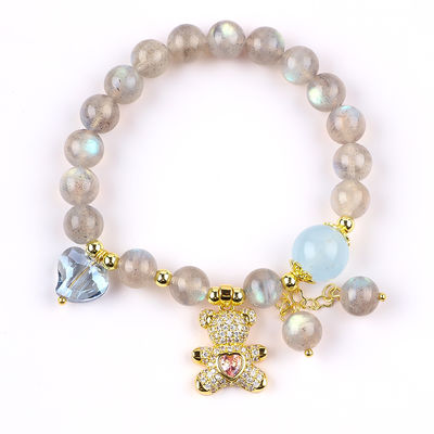 Labradorit / Amethyst Natürlicher Edelstein Armband Verringert Negative Energie