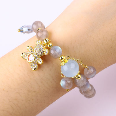 Labradorit / Amethyst Natürlicher Edelstein Armband Verringert Negative Energie