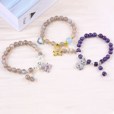 Labradorit / Amethyst Natürlicher Edelstein Armband Verringert Negative Energie