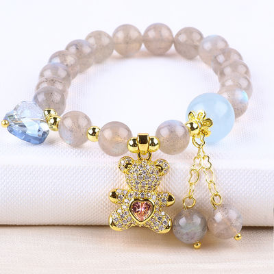 Labradorit / Amethyst Natürlicher Edelstein Armband Verringert Negative Energie