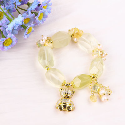 Handgefertigtes Edelstein-Armband Verstellbares Charme Zitrin-Armbänder Naturstein Perlen Schmuck für die Party täglich zu tragen