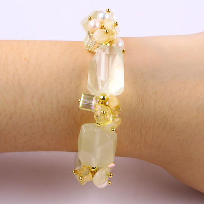 Handgefertigtes Edelstein-Armband Verstellbares Charme Zitrin-Armbänder Naturstein Perlen Schmuck für die Party täglich zu tragen