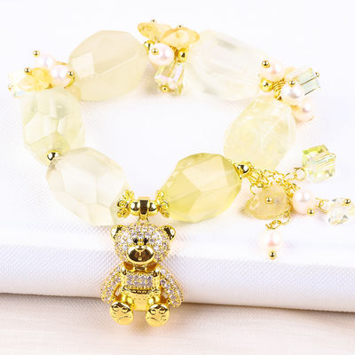 Handgefertigtes Edelstein-Armband Verstellbares Charme Zitrin-Armbänder Naturstein Perlen Schmuck für die Party täglich zu tragen