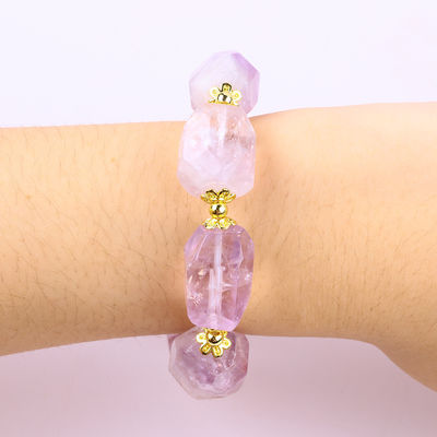 Handgefertigtes Edelstein-Armband Verstellbarer Charme Amethyst-Armbänder Naturstein Perlen Schmuck für die Party täglich zu tragen