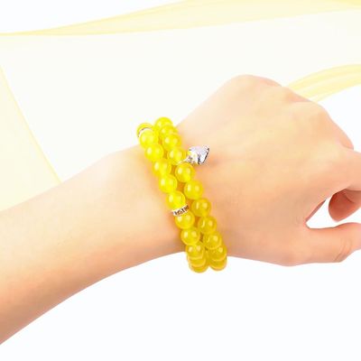Elastische Runde 8mm Edelstein Perle Gelbe Jade Kristall Armbänder OEM ODM