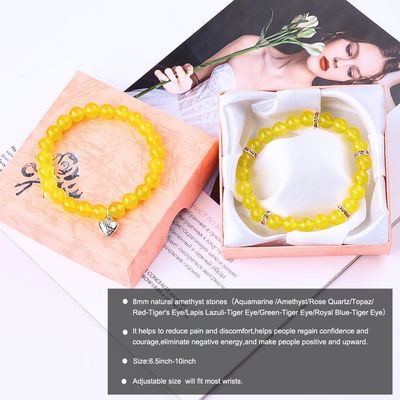 Elastische Runde 8mm Edelstein Perle Gelbe Jade Kristall Armbänder OEM ODM