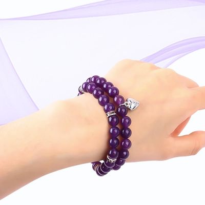 Runde Form Lila Edelstein Amethyst Perlen Armband 4/6/8/10/12mm