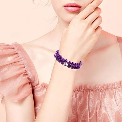 Runde Form Lila Edelstein Amethyst Perlen Armband 4/6/8/10/12mm