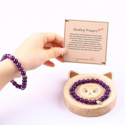Runde Form Lila Edelstein Amethyst Perlen Armband 4/6/8/10/12mm