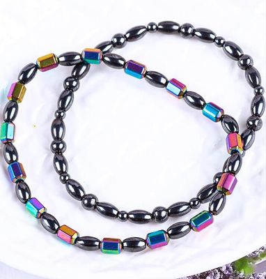 Edelstein Perlen Magnetische Hematit Stein Knöchel Armbänder mit Fünf-Sterne-Symbol