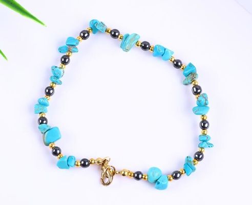 Hematit-Stein-Knöchel-Armbänder mit Kristallchip-Kies-Knöchel-Kette Schmuck