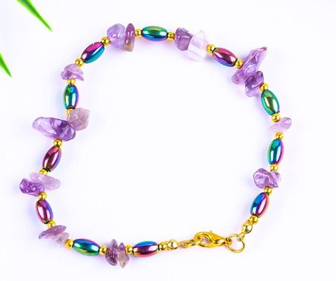 Hematit-Stein-Knöchel-Armbänder mit Kristallchip-Kies-Knöchel-Kette Schmuck