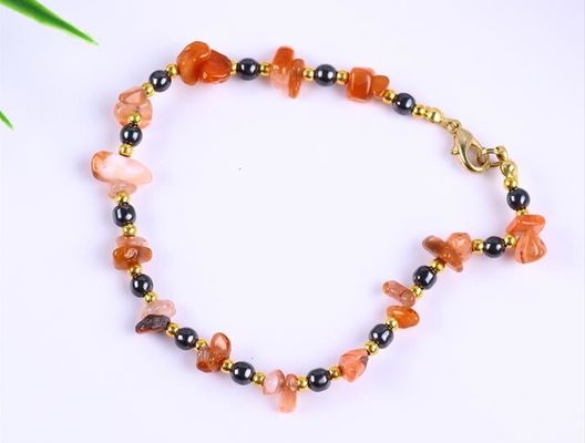 Hematit-Stein-Knöchel-Armbänder mit Kristallchip-Kies-Knöchel-Kette Schmuck
