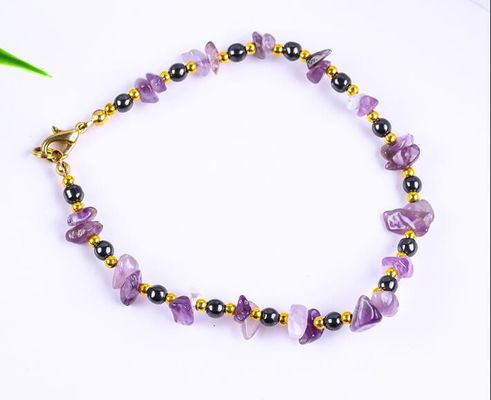 Hematit-Stein-Knöchel-Armbänder mit Kristallchip-Kies-Knöchel-Kette Schmuck