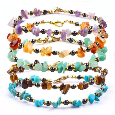 Hematit-Stein-Knöchel-Armbänder mit Kristallchip-Kies-Knöchel-Kette Schmuck