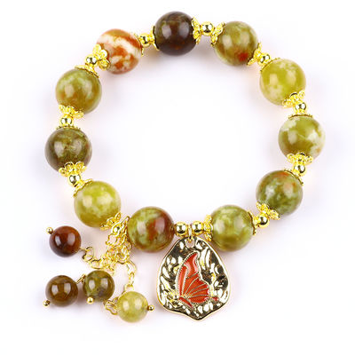 Handgemachtes Edelstein-Bräschen-Armband Natürliches Gelbes Drachen-Blut-Stein Verstellbares Zauber-Armband Für die Party täglich zu tragen