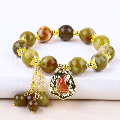 Handgemachtes Edelstein-Bräschen-Armband Natürliches Gelbes Drachen-Blut-Stein Verstellbares Zauber-Armband Für die Party täglich zu tragen