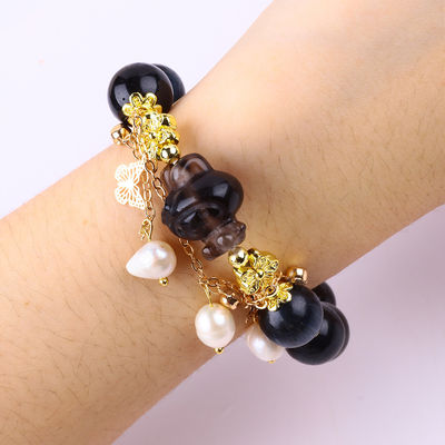 Handgefertigt Edelstein Perlen Armband Natürliche Tinte Blaues Tiger Auge Verstellbares Peel Charm Armband Für die Party täglich tragen