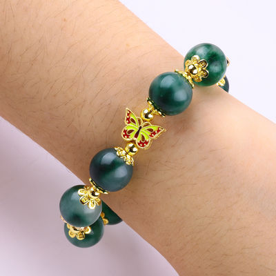 Handgefertigt Edelstein Perlen Armband Grünes Chalzedon Armband Verstellbares Charme Armband Für die Party täglich tragen