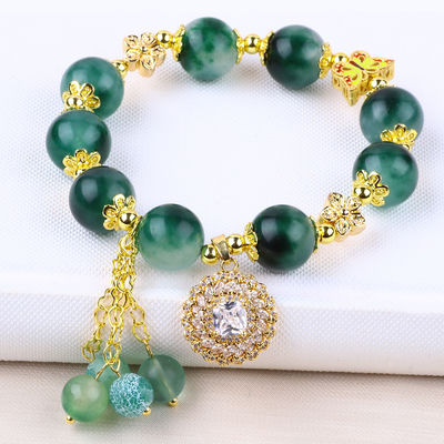 Handgefertigt Edelstein Perlen Armband Grünes Chalzedon Armband Verstellbares Charme Armband Für die Party täglich tragen
