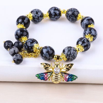 Handgefertigt Edelstein Perlen Armband Schneeflocke Verstellbares Zauber Armband Für die Party täglich zu tragen
