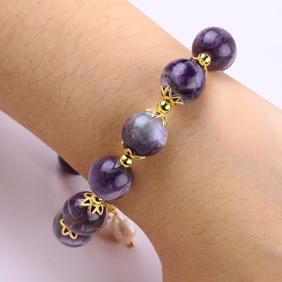 Handgefertigt Edelstein Perlen Armband Natürlicher Amethyst Verstellbares Peel Charms Armband Für die Party täglich zu tragen
