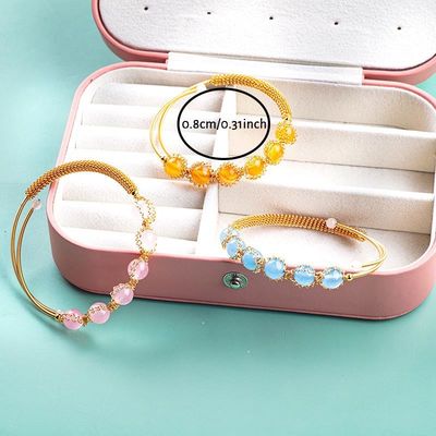 Drahtgewickelte Heilmittel Rundperlen Edelstein Armband Armband Schmuck