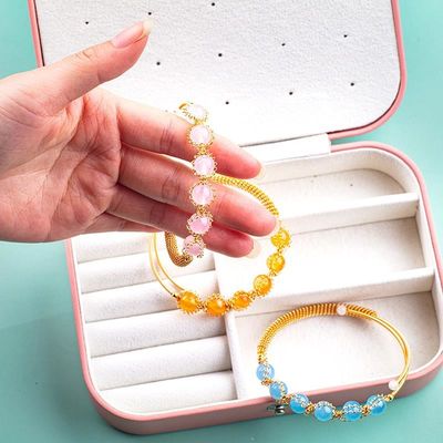 Drahtgewickelte Heilmittel Rundperlen Edelstein Armband Armband Schmuck