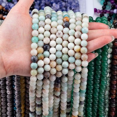 Amazonite Rundperle Naturkristall Edelstein verschiedene Perlengröße Locker Perlenstränge für DIY Schmuckherstellung