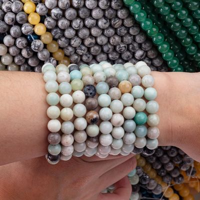 Amazonite Rundperle Naturkristall Edelstein verschiedene Perlengröße Locker Perlenstränge für DIY Schmuckherstellung